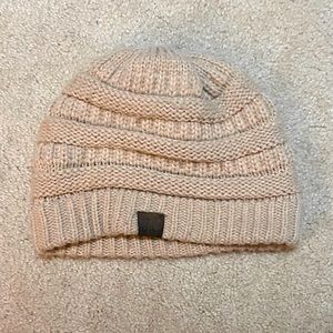Crochet Winter Hat, Cream, One Size Fits Most